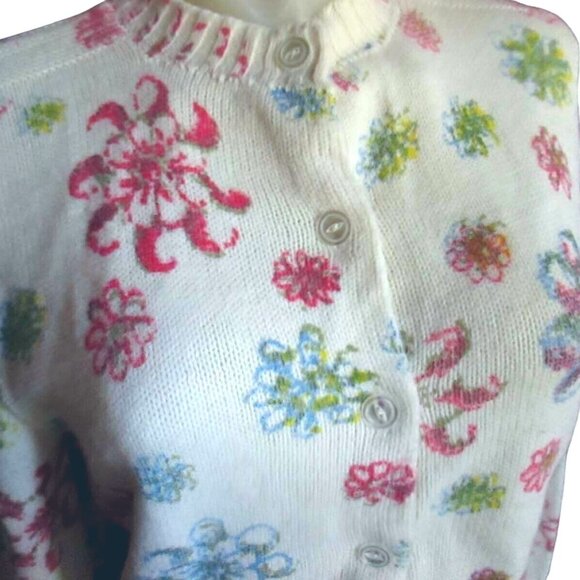 Women's Small Vintage Cardigan Sweater Bradley Knitwear Floral 1960's Granny USA - Picture 4 of 7